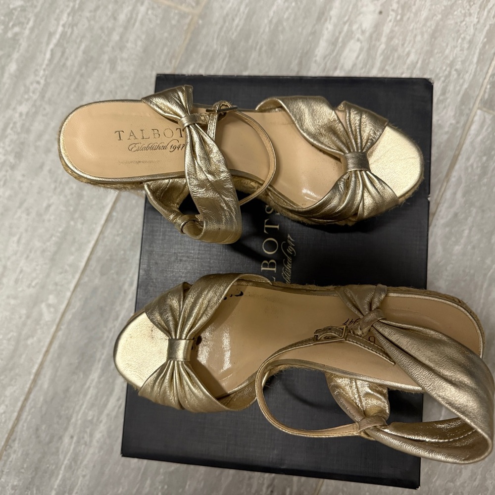 Talbots Champagne Espadrilles Heels with Knotted Detail